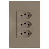 Conjunto Tomada Tripla 20A 4x2 - RECTA FENDI SATIN FOSCO